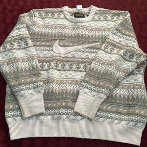 Lightly use as is  Nike Stylish Cream and Brown Patterned Skirt sweater